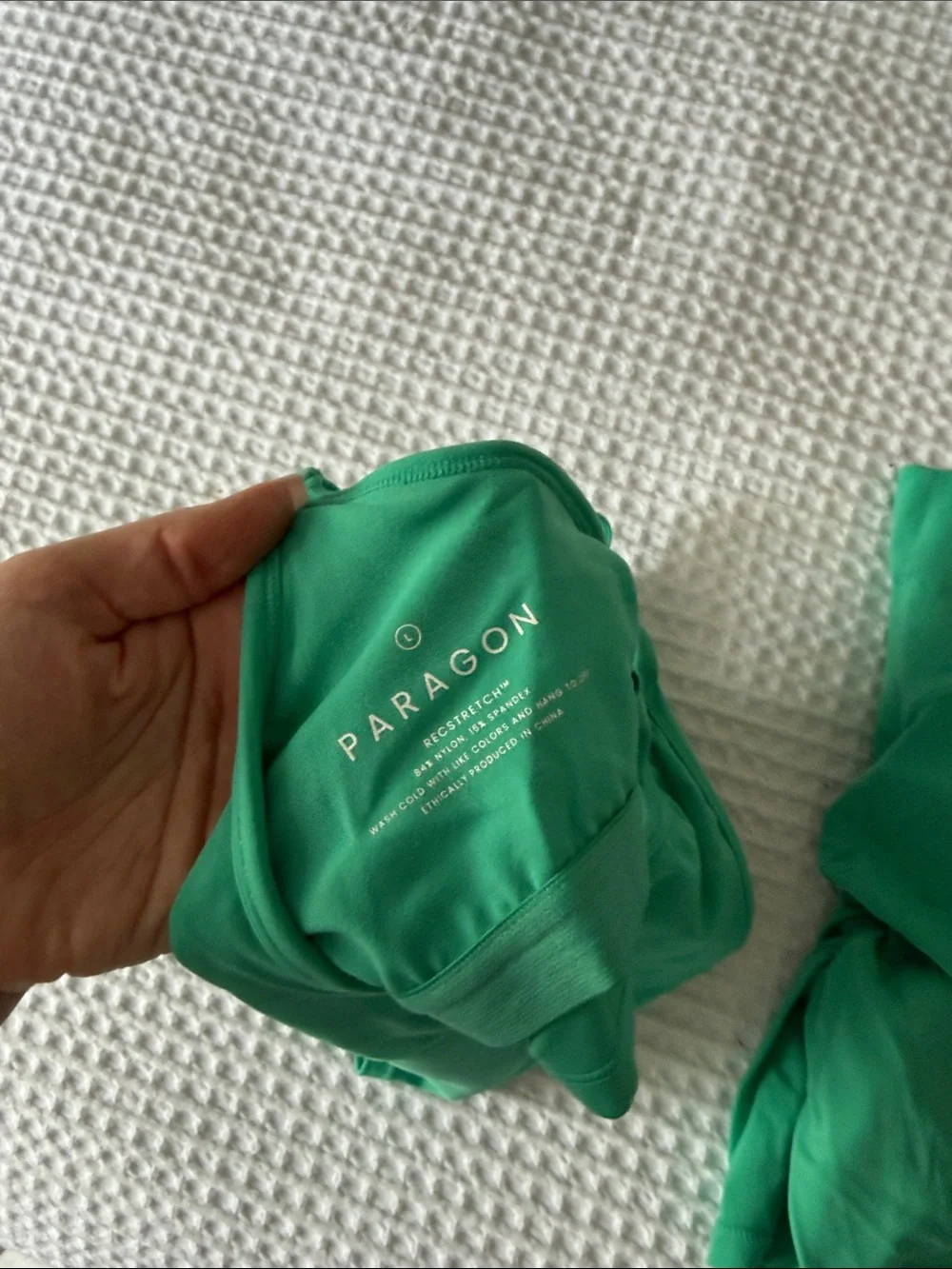 PARAGON Green V-Neck Strappy Sports Bra and High-Waist Bike Shorts - Picture 8 of 8